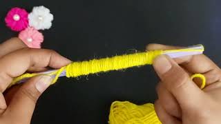 BEAUTIFUL FLOWER MAKING CRAFT USING WOOL THREAD #TEJA ARTS AND CRAFTS#🤩