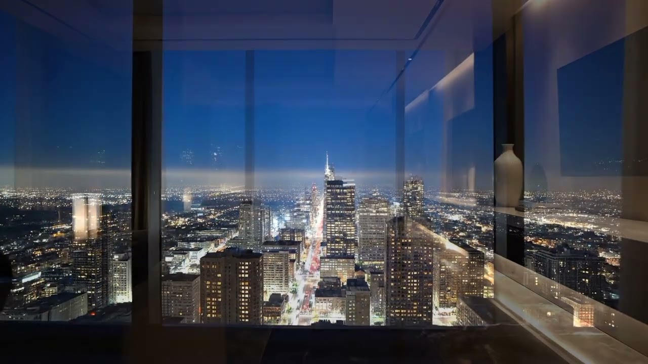 Penthouse City Ambience at Night | Soft Distant Urban Sounds for Study, Work & Sleep