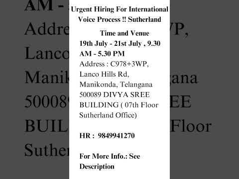 Urgent Hiring For