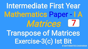 MATRICES#EX-3(c) 1st Bit #TS&AP INTER FIRST YEAR#MATHS-1A#
