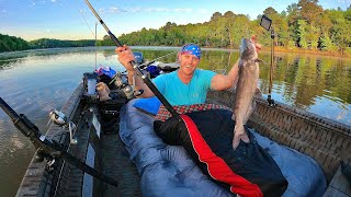 24hr Boat Camping During INSANE CATFISH Bite!! Catch n’ Cook