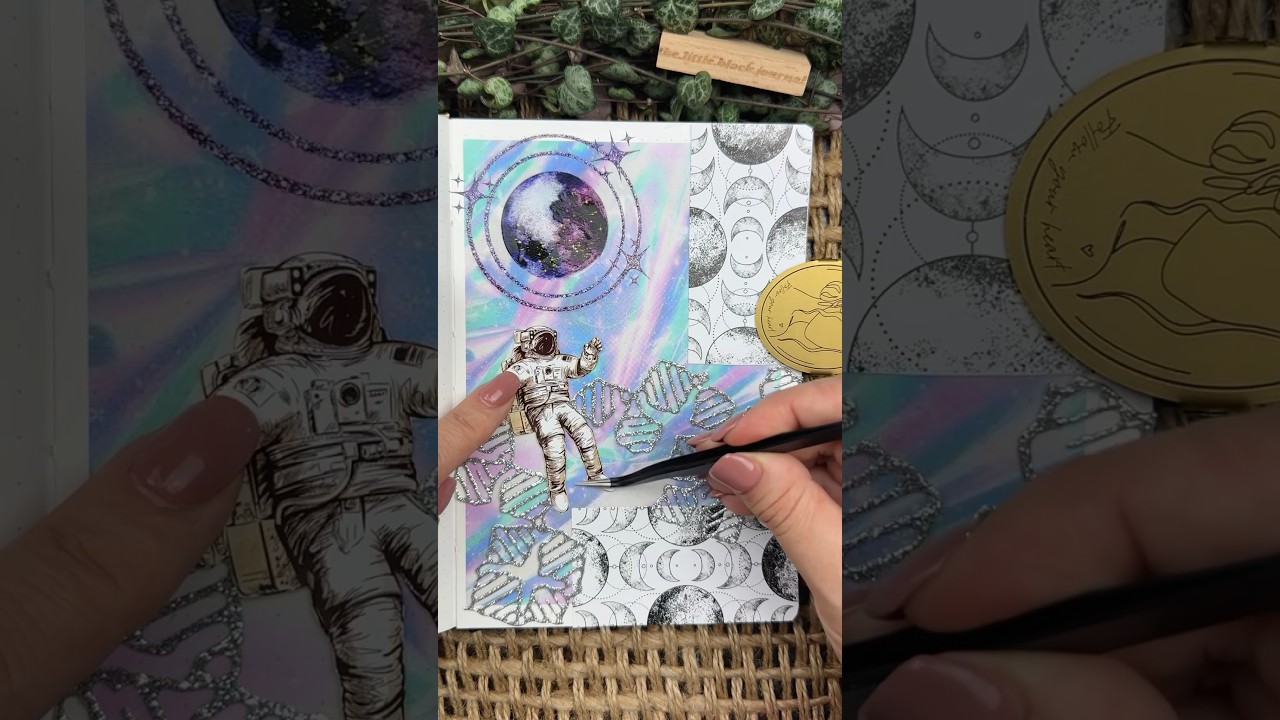 ASMR Scrapbook Journal With Me | Galaxy Theme 🪐 