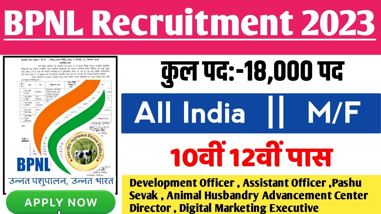 BPNL Recruitment 2023 | BPNL Recruitment 2023 Syllabus | Bhartiya Pashupalan Vibhag New Vacancy 2023