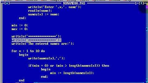Turbo Pascal Programming  #46 Minimum and Maximum in an array with strings