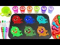 Satisfying Video | How to Make Mixing Baby Shark Beads with Glitter Slime | Cutting & Painting ASMR