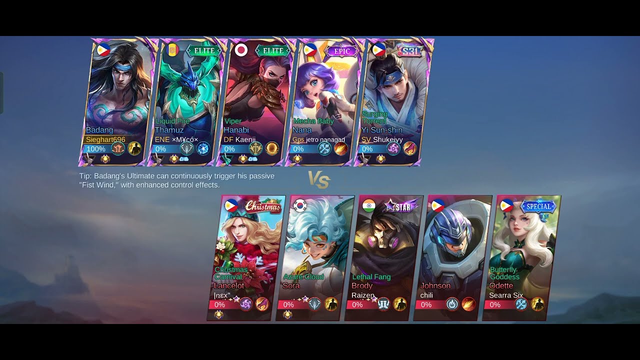 Mobile legends ranked match
