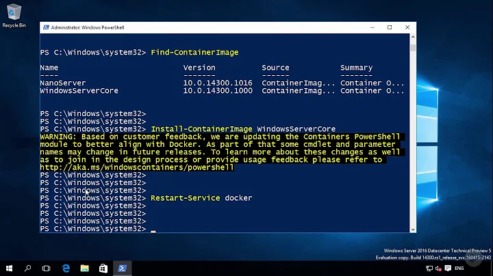 Installing Docker on Windows Server 2016