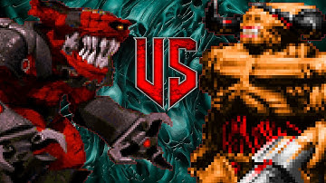 Cycloid Incinerator vs Cyberdemon - DOOM vs DUKE NUKEM 3D : Monster Infighting - RETRO BOSS BATTLES