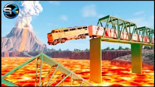 train vs broken bridge 😱 -- BeamNG Drive