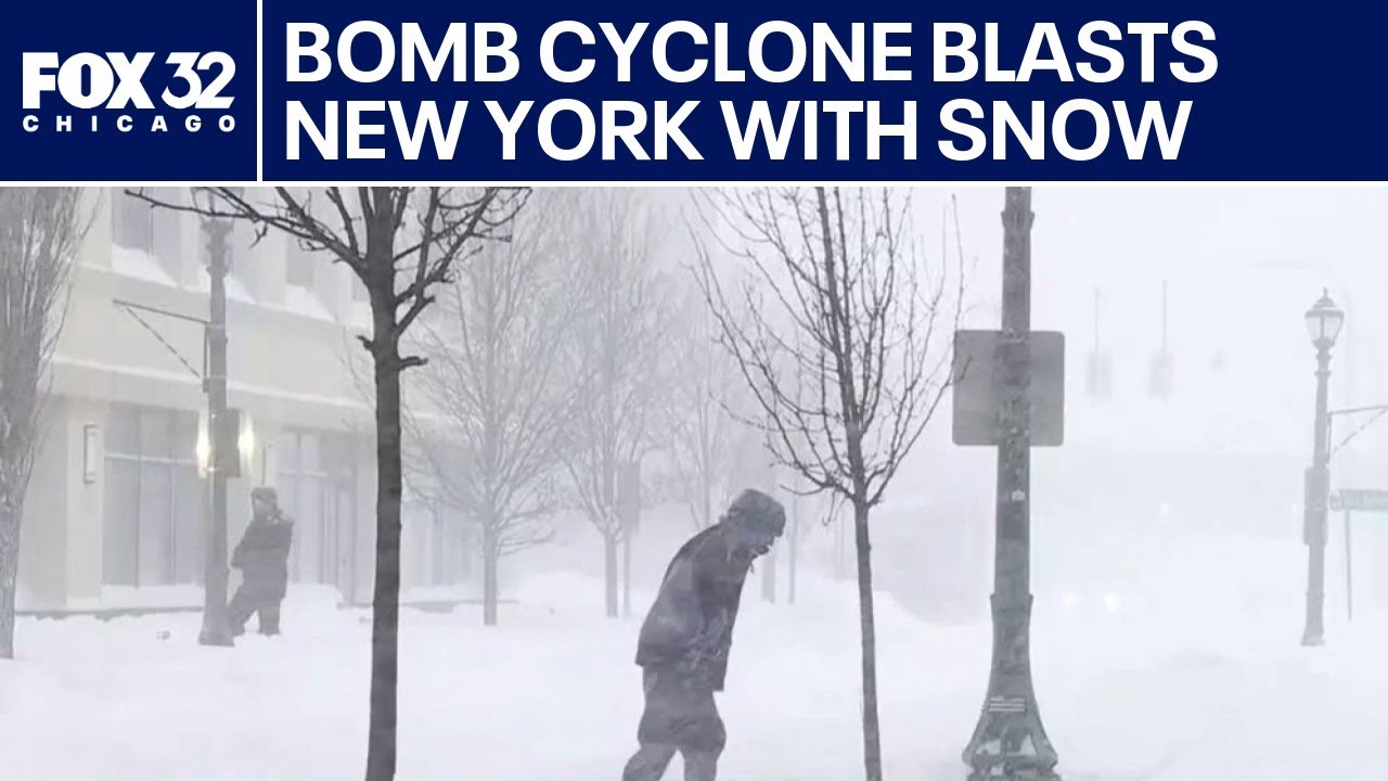 Bomb cyclone winter storm blasts New York, prompts emergeny - YouTube