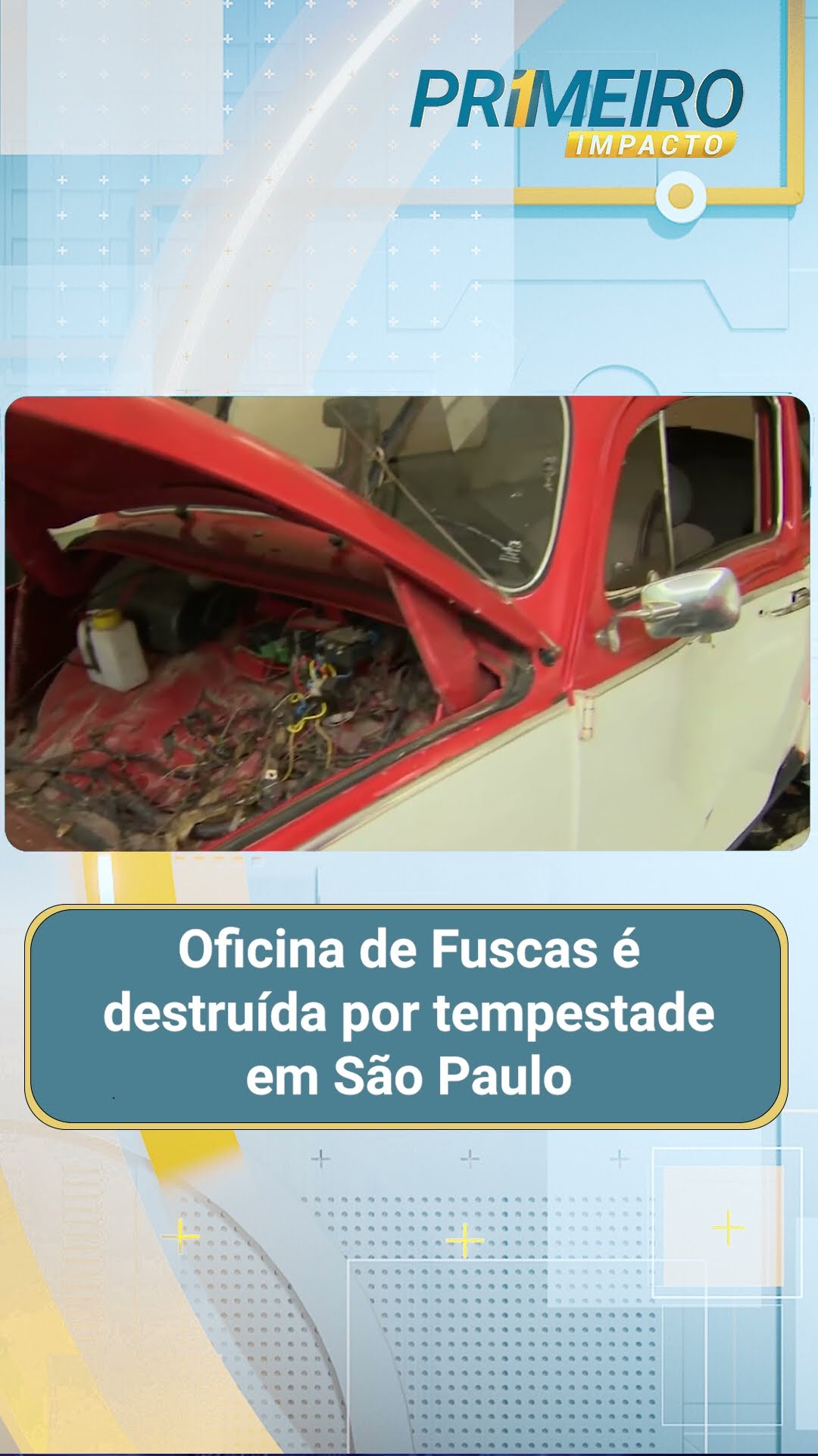 Oficina de Fuscas é destruída por tempestade em São Paulo
