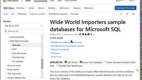 SQL 2019 DW - part 1 - intro