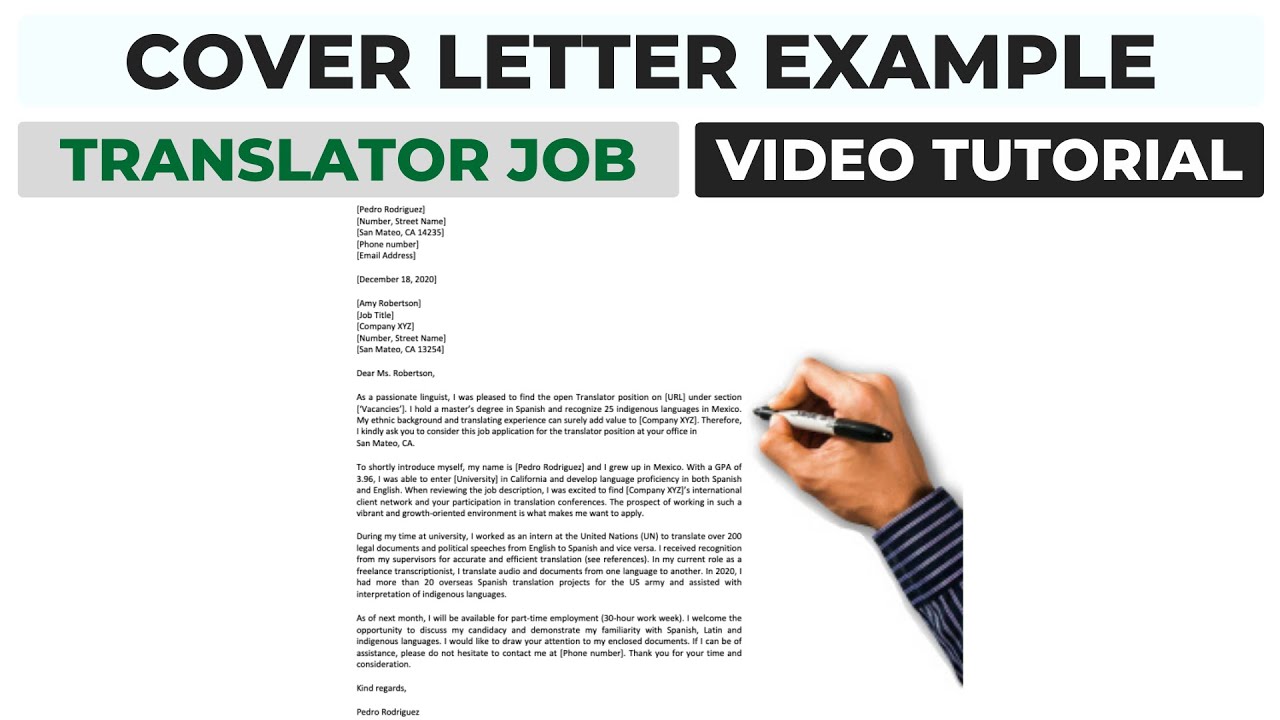 Cover Letter Example For Translator Position | Writing Video