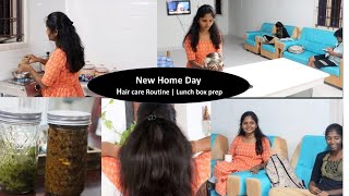 New Home Day |Homemade hair conditioner |புளியோதரை, கொத்தமல்லி தொக்கு|chickenkulambu|lunchbox prep