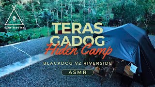Riverside family camping with the ritual of brewing coffee and the calming sound of water