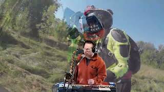 Electric unicycle clips with Ruffsax playing Sax Dance Monkey