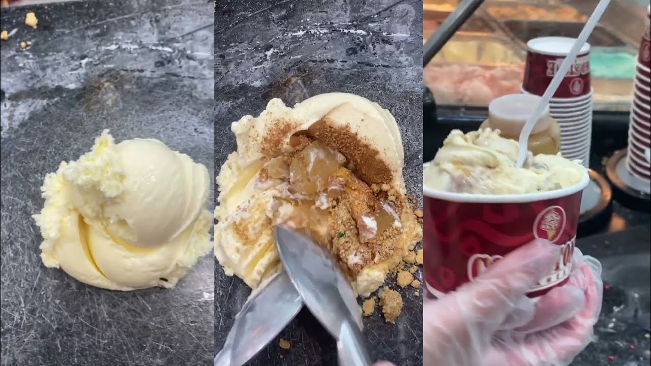 Ice Cream Rolls Mixing With Caramel ASMR I Satisfying