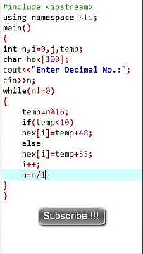 Program to convert Decimal number in Hexadecimal number in C++ ...