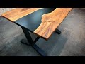 Woodworking Table made of wood and epoxy resin.