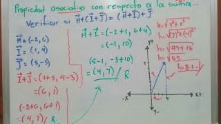 Propiedad asociativa con respecto a la suma, usando vectores. Componentes negativos.