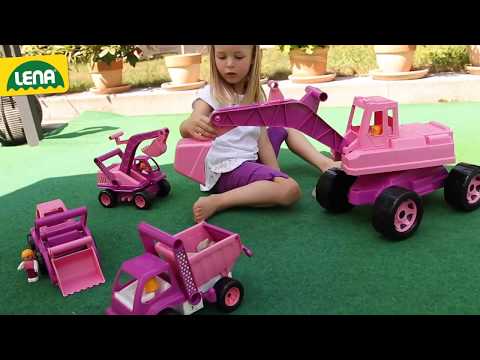 Sitzbagger für Mädchen LENA® GIGA TRUCKS rosa Bagger [Ab 3 Jahren, Starke Riesen Spielzeug] 2019