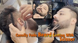 Casully Face Beard Cutting With Scissor | The Barber Nation