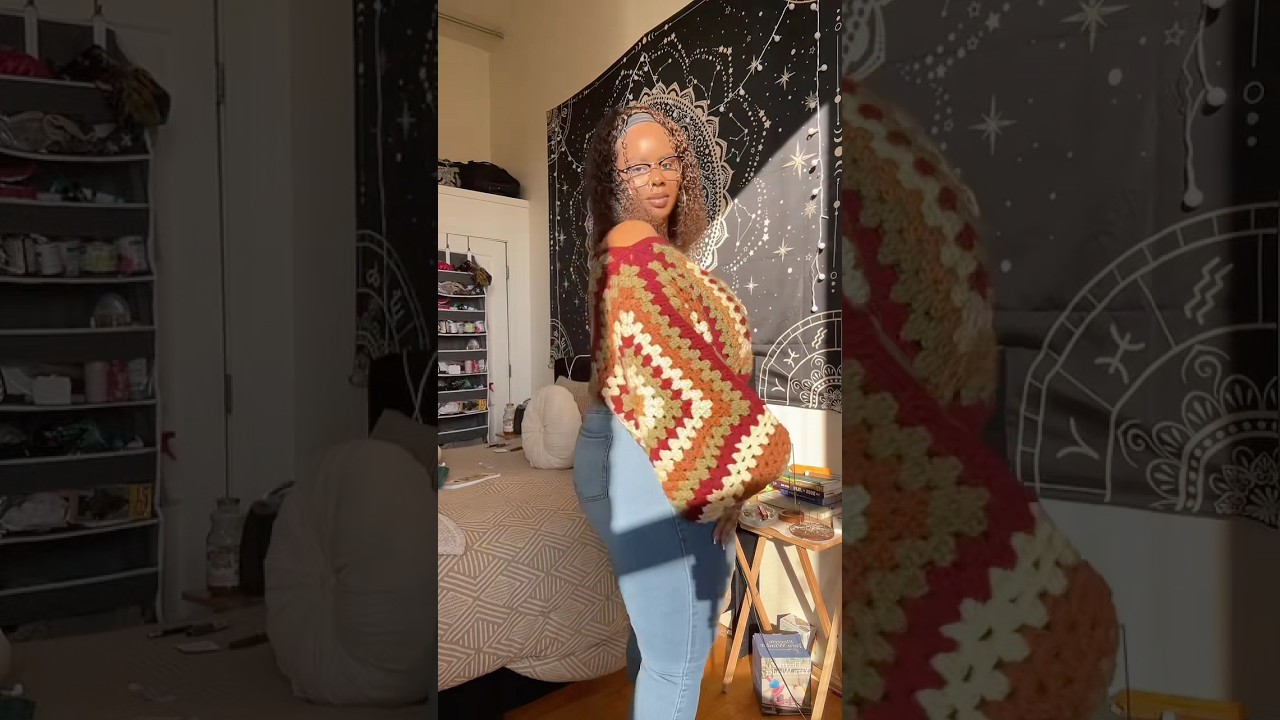 Вязаный крючком свитер «бабушкин квадрат» ✨🍂🧡