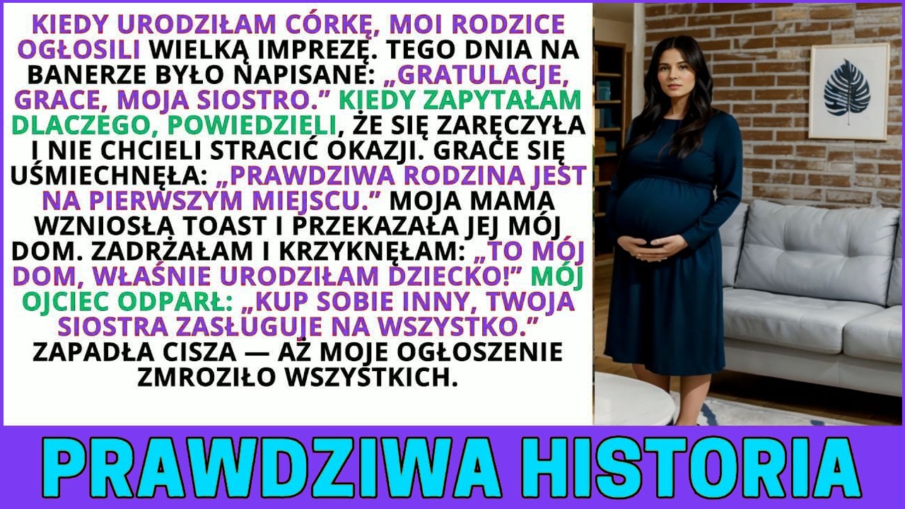 Wróciłam ze szpitala z noworodkiem w ramionach, a przed moim domem wisiał różowy baner: „Gratulacje, Grace. Nasza ukochana córka się zaręczyła”. W środku czekało trzydzieści osób, szampan i moi...