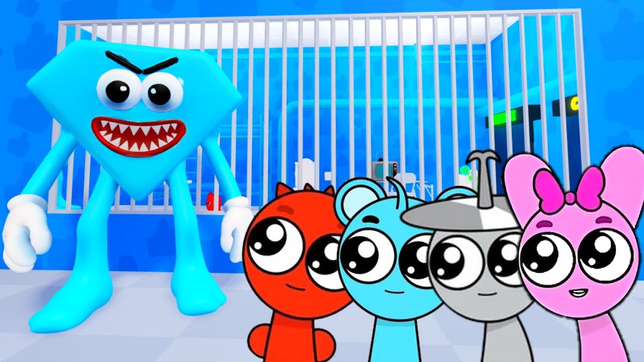 Sprunki Baby Raddy & Sky & Clukr & Pinki Played Diamond Shape Prison ...