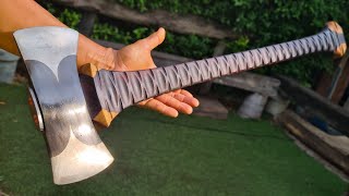 How to swing this axe? Making a carved axe handle from Burmese blackwood