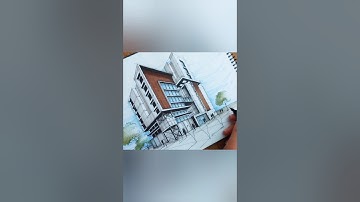 Marker Rendering,Perspective Drawing🩵🤎#sketch #perspectivedrawing #howtodraw #architecturedrawing