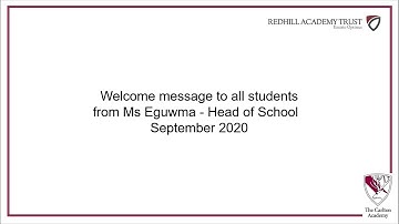 Welcome message to all students