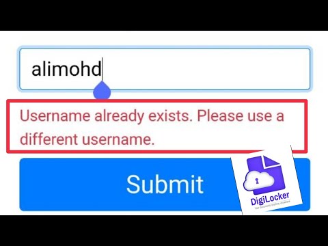 Digi Locker Fix Username already exists. Please use a different username || not set username