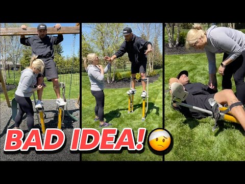 He tries to WALK ON STILTS! *Bad Idea*