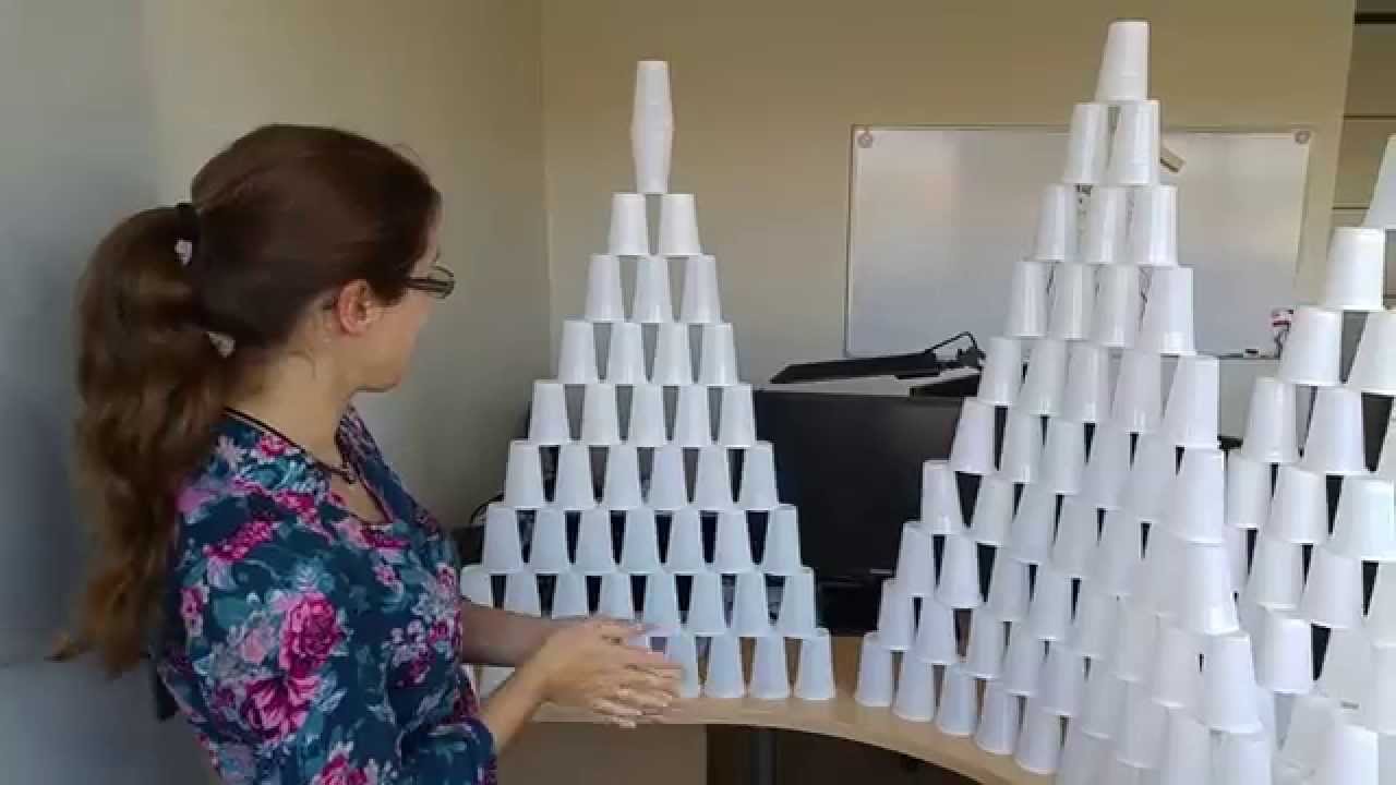 The destruction of plastic cups towers - YouTube