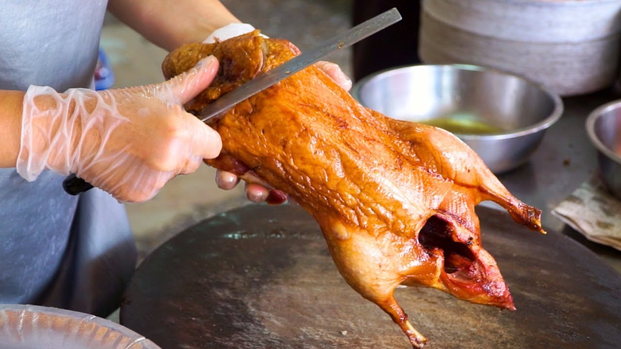 Street Food in Taiwan - PEKING ROAST DUCK Cooked Street Side | Taiwanese Street Food in Taichung | Luke Martin