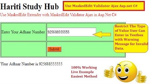 MaskedEditValidator Control Using Ajax Toolkit in Asp.Net C# | Hindi | Free Learning Online Classes