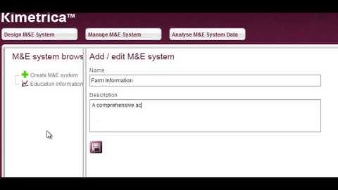 Entering basic M&E information