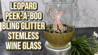 How To Make a Peek a Boo Glitter Stemless Wine Glass With Rhinestones | Dollar Tree Wine Glass!