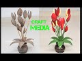 How to make  beautifull anthurium in coconut shell craft   craft media 