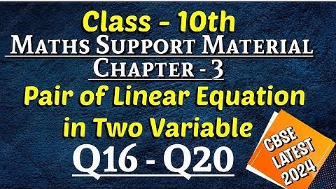 Support Material Class 10 Maths Chapter 3 Pair of Linear Equations in Two Variable | Q16 to Q20
