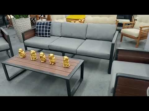 מערכת ישיבה אלומיניום לגינה ולמרפסת דגם קנטקי צבע אפור פחם - נאפולי ריהוט גינה