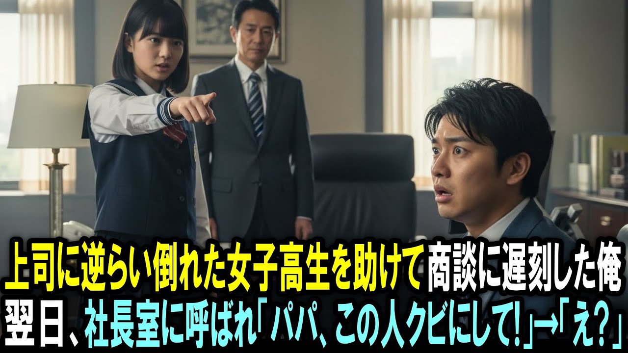 上司に逆らい倒れた女子高生を助けて商談に遅刻した俺。翌日、社長室に呼ばれ「パパ、この人クビにして！」→「え？」