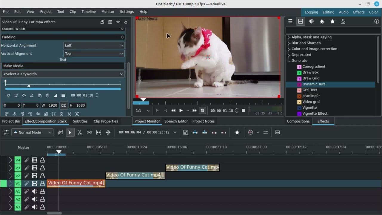 Kdenlive Video Editing Tutorial Dynamic Text YouTube