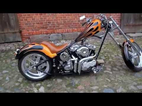 harley - chopper custom knucklehead - kick start - sound