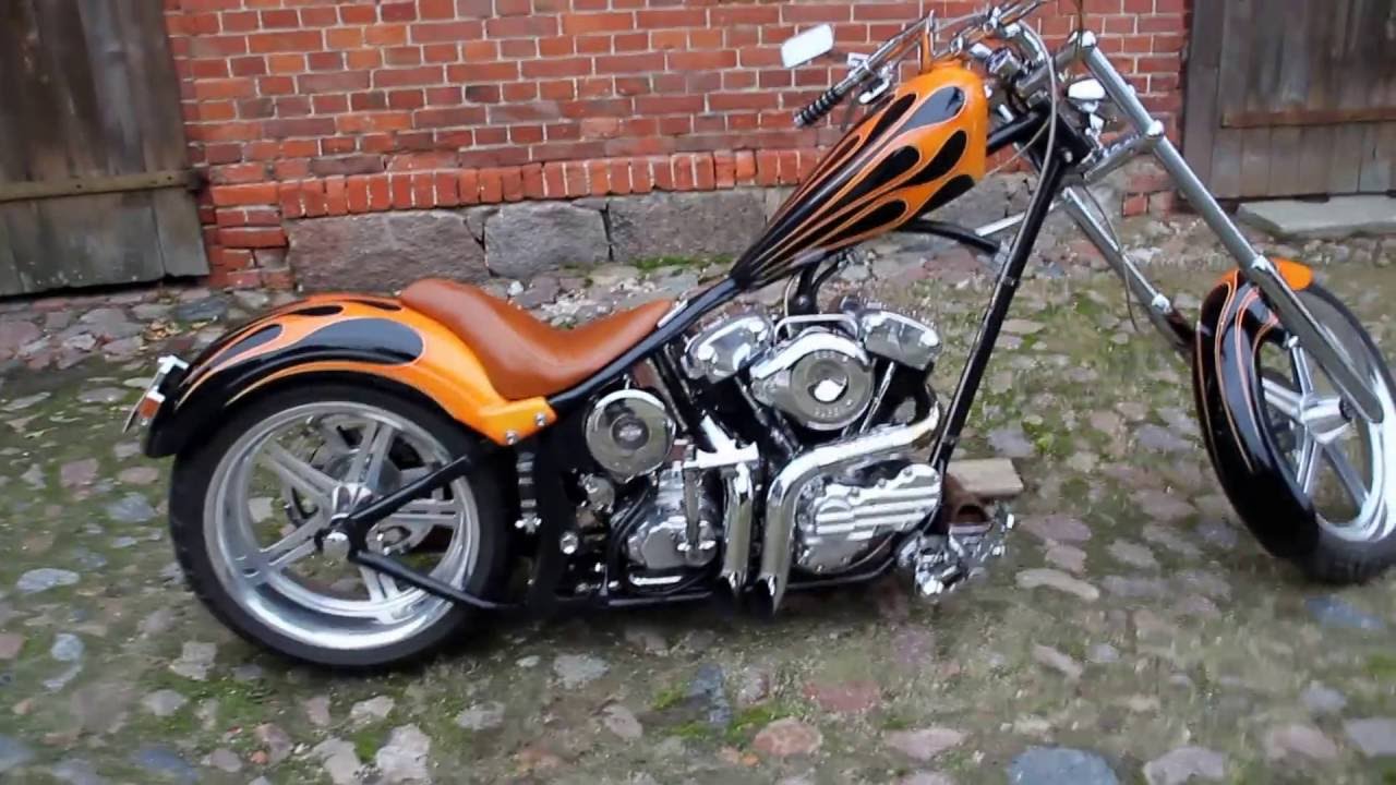 harley chopper custom knucklehead kick start sound YouTube