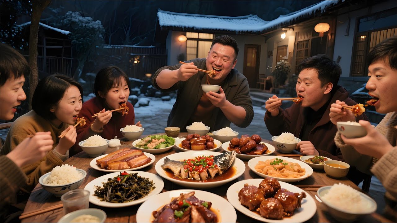 乡村除夕蒸年味：一桌蒸蒸日上贺新年，盼来年日子红火~【孤独的美食咖】
