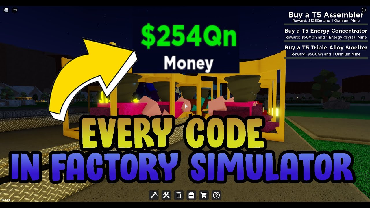 Every Code In Factory Simulator Roblox YouTube