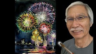 [ Eng sub ] How to paint Fireworks | Watercolor Tips 水彩画の基本〜花火を描くコツ