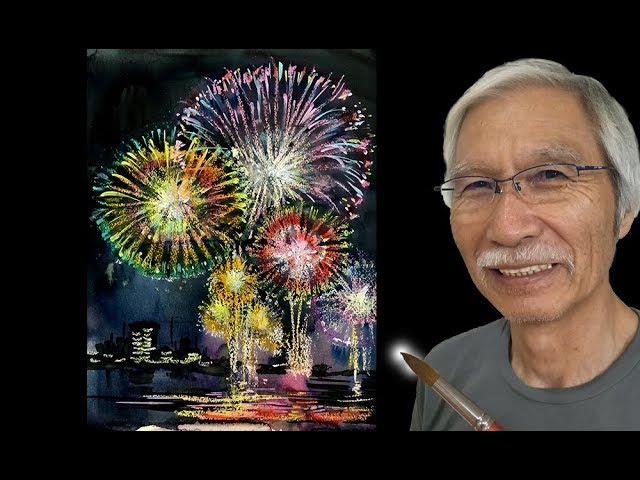 Eng Sub How To Paint Fireworks Watercolor Tips 水彩画の基本 花火を描くコツ Youtube